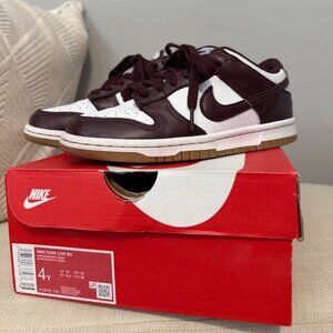 Nike Dunk Low "White/Burgundy Crush/Gum Light Brown" Grade School Kids' Shoe